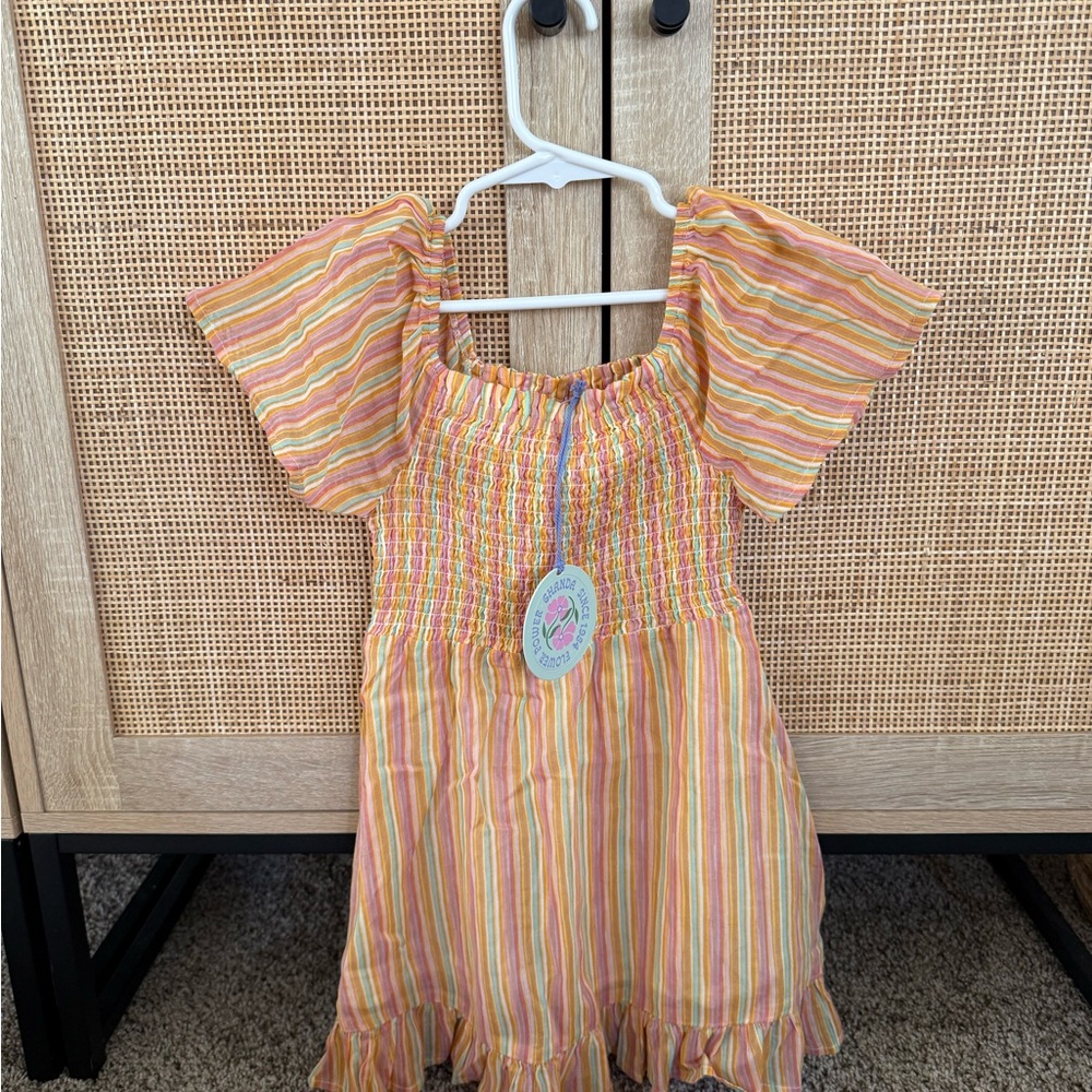 Ghanda Kids Dress with Yellow and Pink Stripes